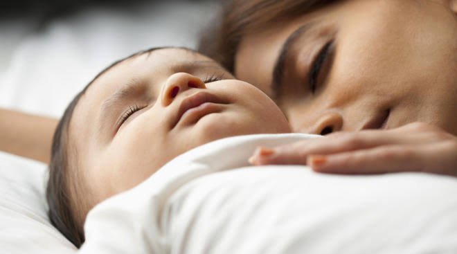 Mum and baby sleeping 